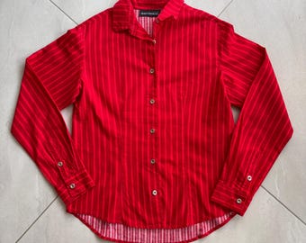 Vintage Marimekko Finland red striped shirt blouse Jokapoika Piccolo 1990s 90s