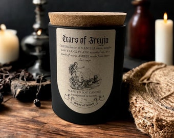 tears of freyja — scented soy candle 7oz // victorian gothic, dark academia, macabre, witch aesthetic, gifts ideas