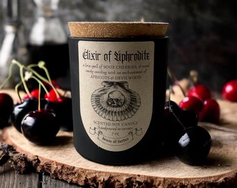 elixir of aphrodite — scented soy candle 7oz // goddess of love and beauty, greek mythology, victorian goth, dark academia, witch aesthetic