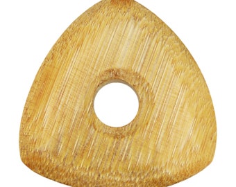 Bamboo Guitar Or Bass Pick - 4.0 mm Ultra Heavy Gauge - 346 Contoured Triangle With Grip Hole - Natural Finish Handmade Specialty Exotic