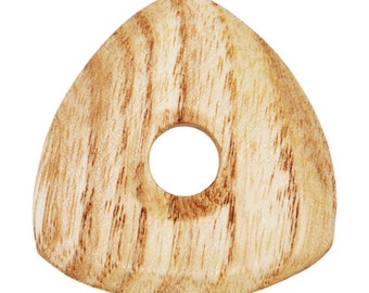 Ash Wood Guitar Or Bass Pick - 4.0 mm Ultra Heavy Gauge - 346 Contoured Triangle With Grip Hole - Natural Finish Handmade Specialty Exotic