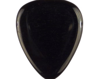 Black Obsidian Volcanic Glass Stone Guitar Pick - 3.0 mm Ultra Heavy Gauge - 351 Shape - Specialty Handmade Exotic Plectrum