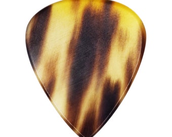 Black And White Buffalo Horn Guitar Or Bass Pick - 1.5 mm Heavy Gauge - 351 Shape - Natural Finish Handmade Specialty Exotic Plectrum