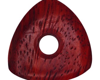 Padauk Wood Guitar Or Bass Pick - 4.0 mm Ultra Heavy Gauge - 346 Contoured Triangle With Grip Hole Shape - Natural Finish Handmade