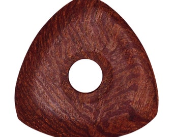 Mahogany Wood Guitar Or Bass Pick - 4.0 mm Ultra Heavy Gauge - 346 Contoured Triangle With Grip Hole Shape - Natural Finish Handmade