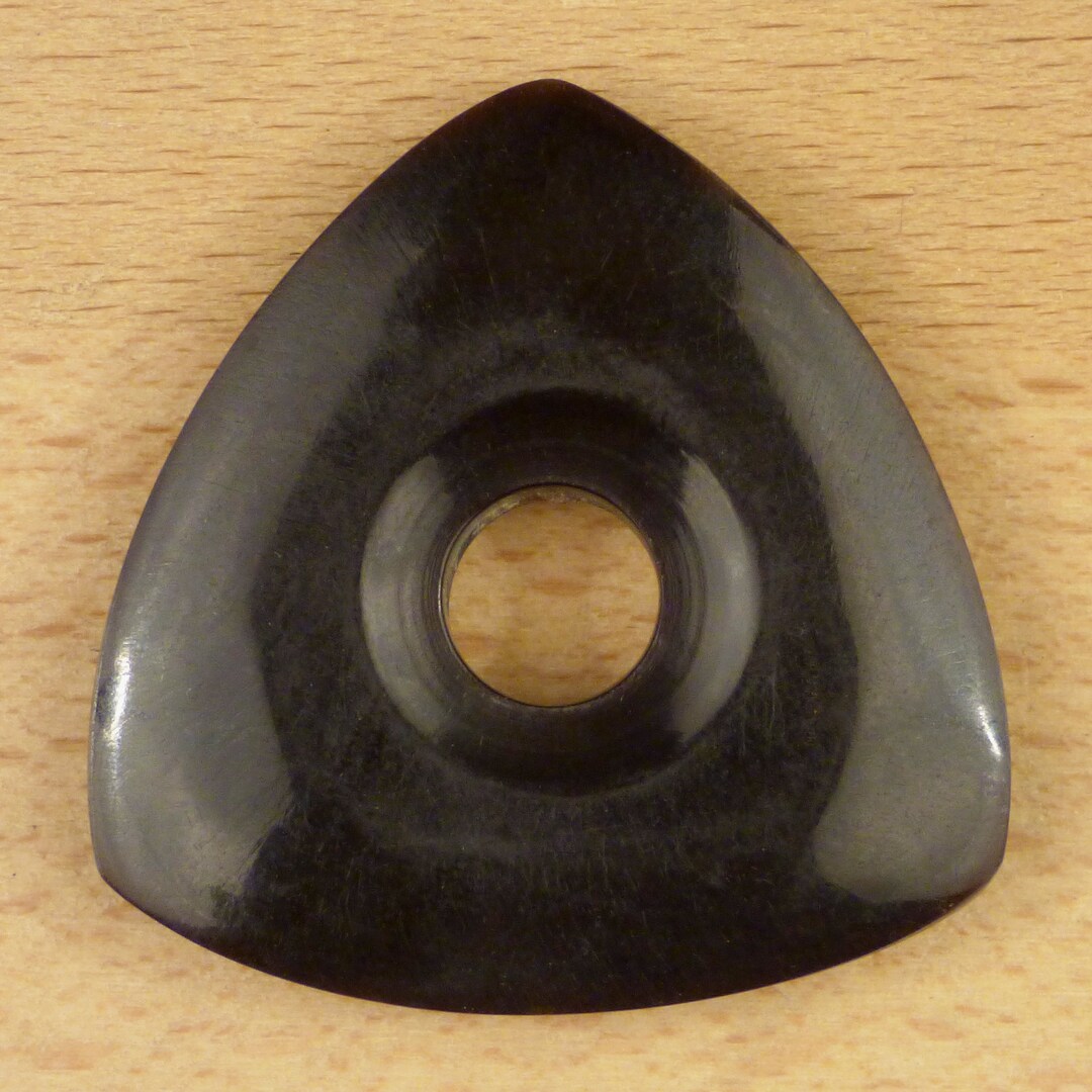 thumbnail image 2 of Exotic Plectrums 4.0mm Black & White Buffalo Horn Guitar Pick - 346 Shape With Grip Hole 2 of 6