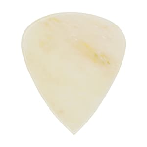 May include: A white guitar pick with a marbled pattern.