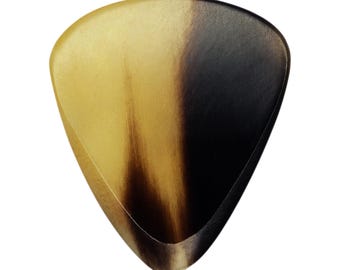 Black And White Buffalo Horn Gitarren- oder Bass-Plektrum - 3,0 mm Ultra Heavy Gauge - 351 Wedge Form - Polierte Oberfläche Handmade Specialty Exotic