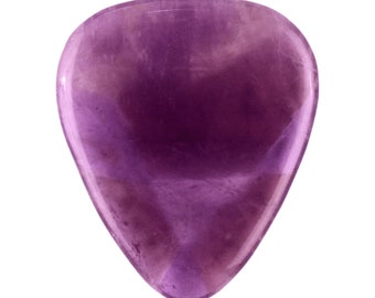 Amethyst Stone Guitar Or Bass Pick - 3.0 mm Ultra Heavy Gauge - 351 Shape - Specialty Handmade Gemstone Exotic Plectrum