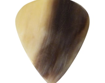 Black And White Buffalo Horn Guitar Or Bass Pick - 3.0 mm Ultra Heavy Gauge - 351 Groove Shape - Polished Finish Handmade Specialty Exotic