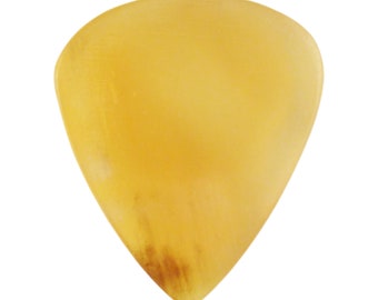 White Buffalo Horn Gitarren- oder Bass-Plektrum - 3,0 mm Ultra Heavy Gauge - 351 Groove-Form - Poliertes Finish Handgefertigtes Specialty Exotic Plektrum