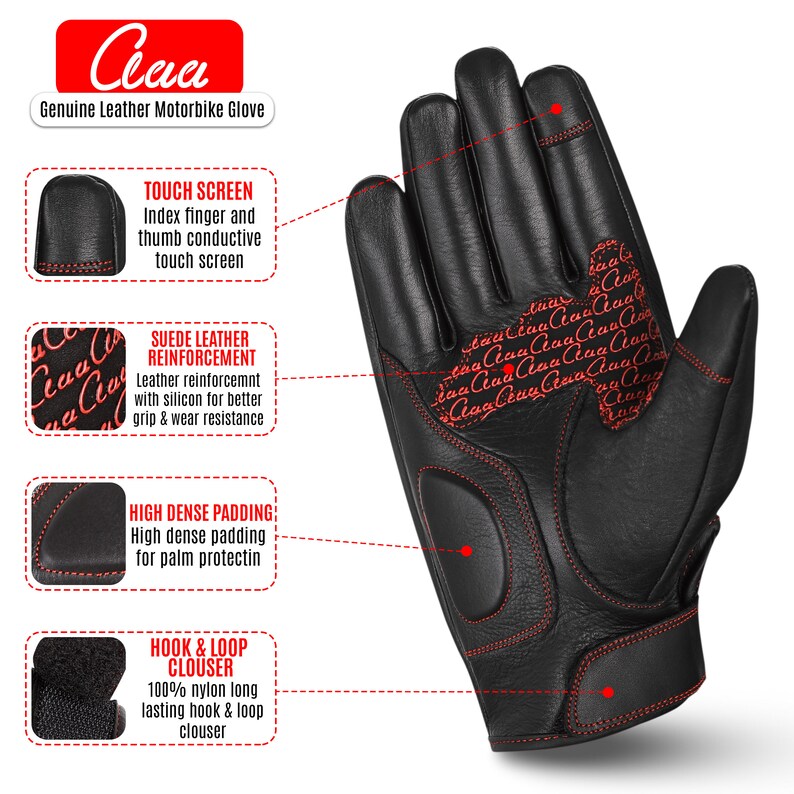 Mens Motorcycle Gloves Genuine Leather Gloves Touchscreen Etsy