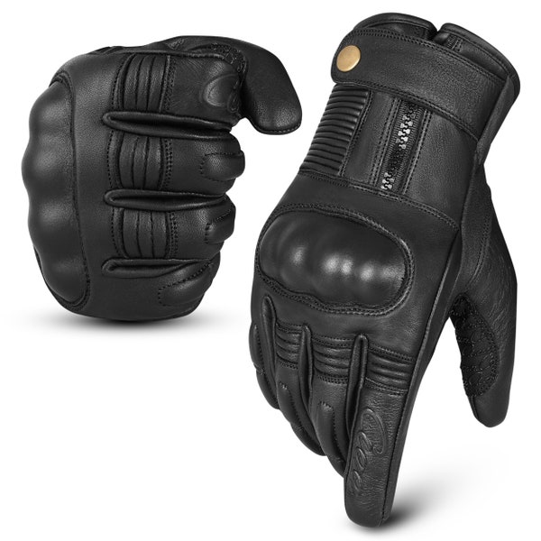aaaSportx Men's Motorcycle Gloves Winter Leather Motorbike Gloves Touch Screen