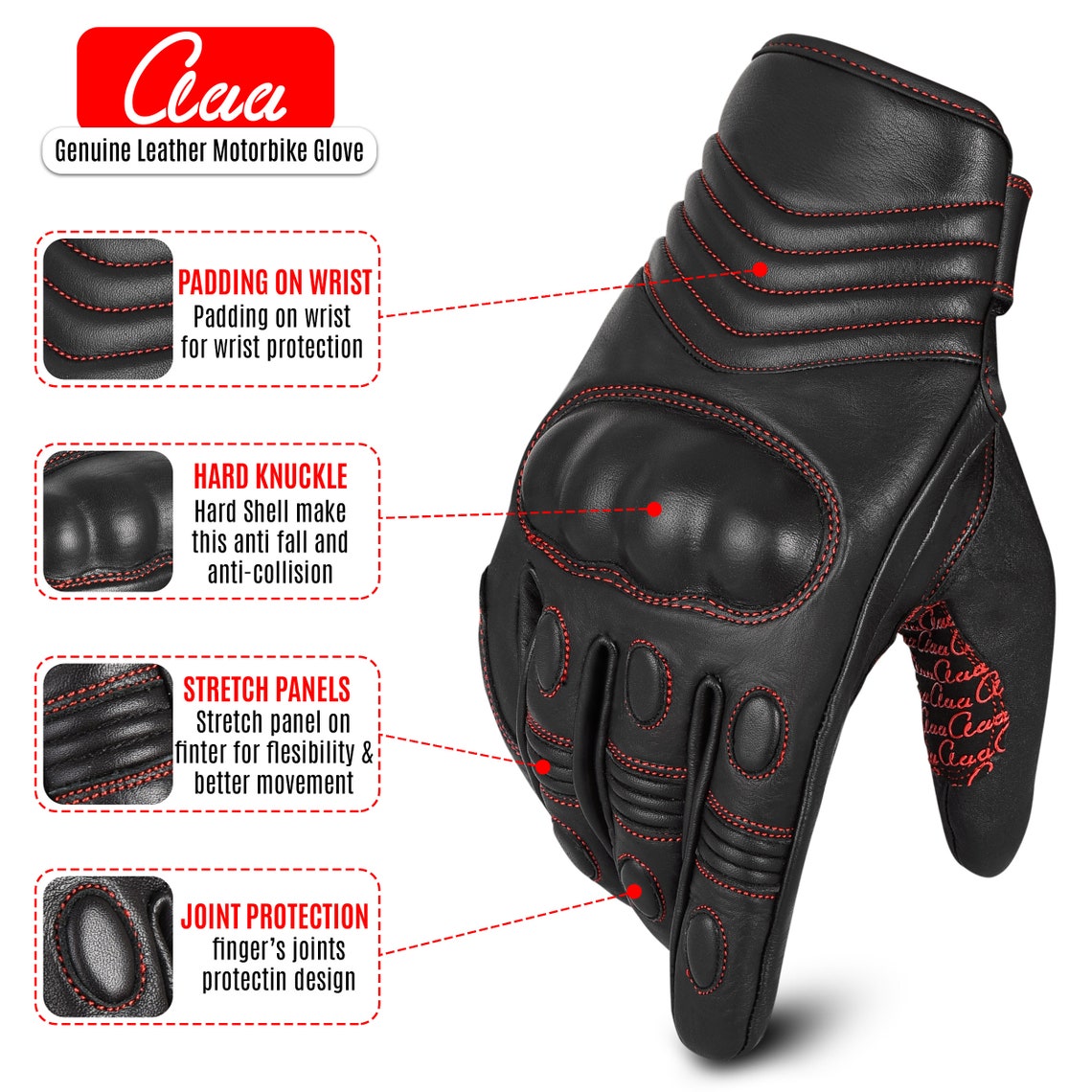 Mens Motorcycle Gloves Genuine Leather Gloves Touchscreen Etsy