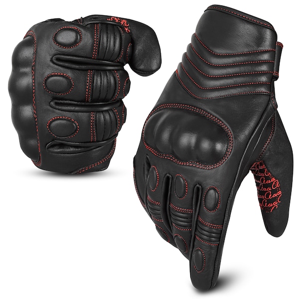 Gants de moto pour hommes Gants en cuir véritable Gants pour écran tactile Gants Bushcraft Cadeau de fête des pères Gants de motard Gant de protection