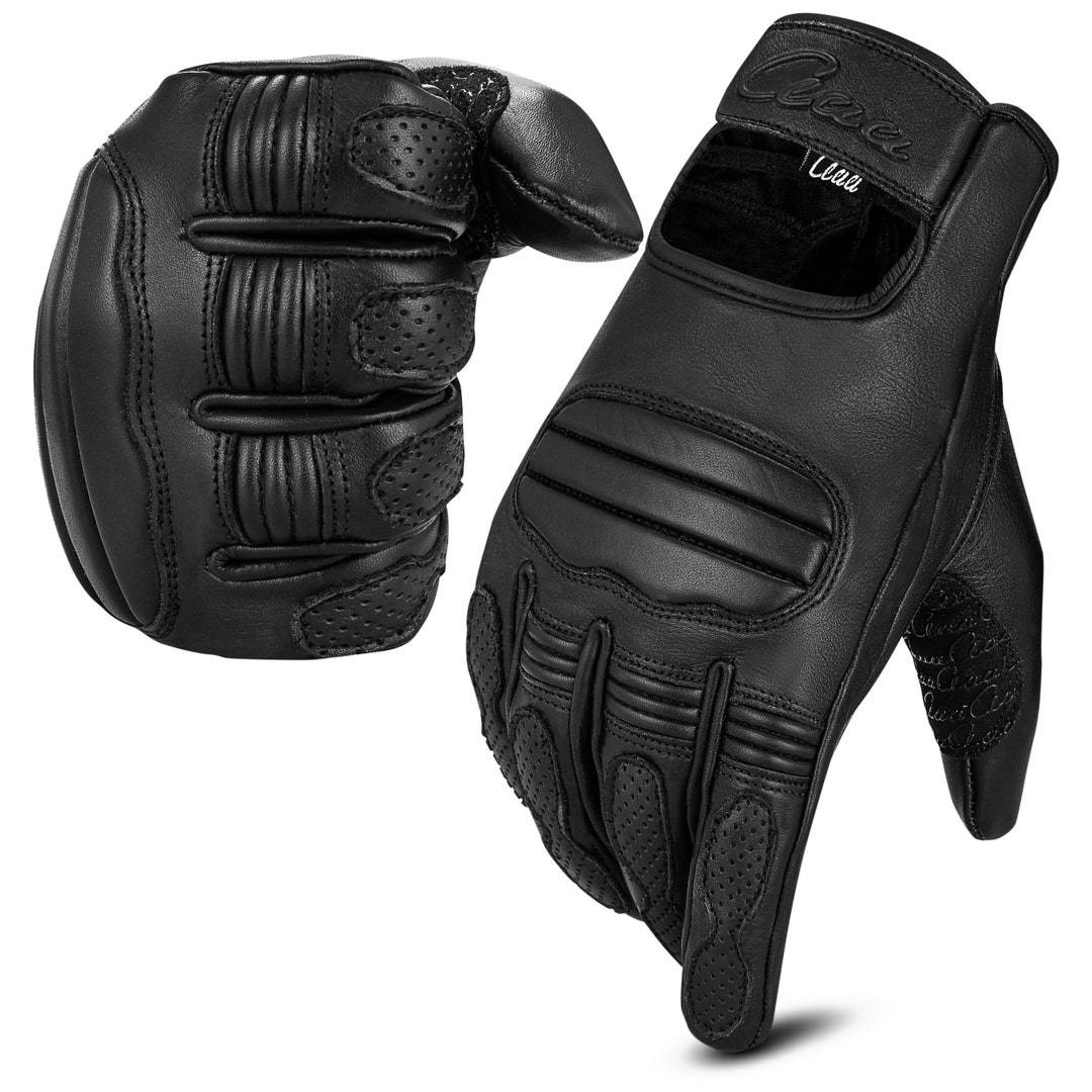 Mens Motorcycle Gloves Genuine Leather Gloves Touchscreen Motorbike