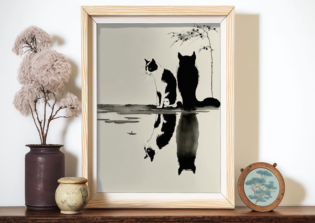 Cats Wall Decor Wall Art Prints Home Decor Black Etsy