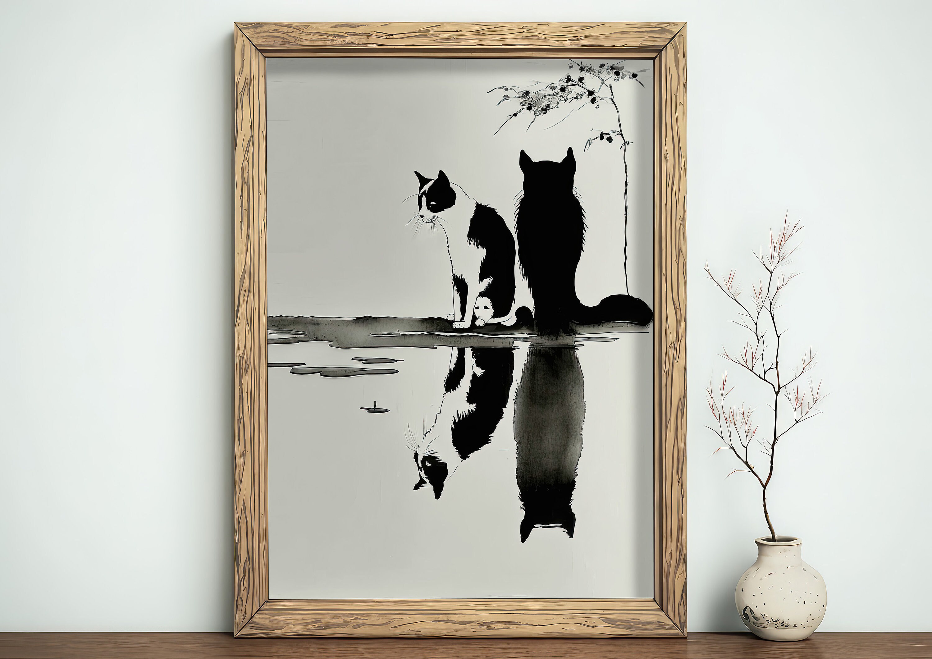 Cats Wall Decor Wall Art Prints Home Decor Black Etsy