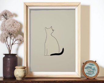 Gatto / Arte da parete / Decorazione per la casa / Decorazione da parete / Regalo per amante dei gatti / Idea regalo / Gatto minimalista / Stampa artistica