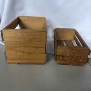 Lot of 2 Napa Valley Wooden Storage Crates, cassette holder holds 12, CD holder holds 20