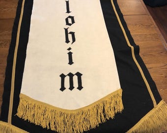 Vintage Church Banner Felt God Elohim 28" wide about 60" long