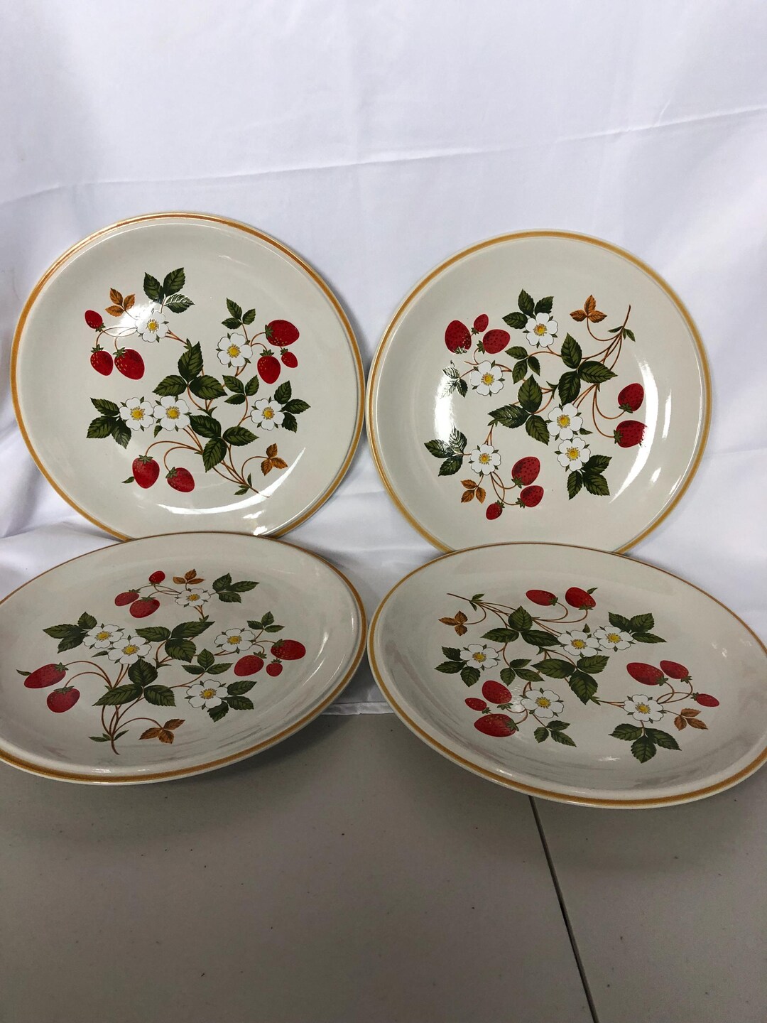 Vintage 1980's Set of 4 Dinner Plates 10 1/2" Sheffield Stoneware, Made ...