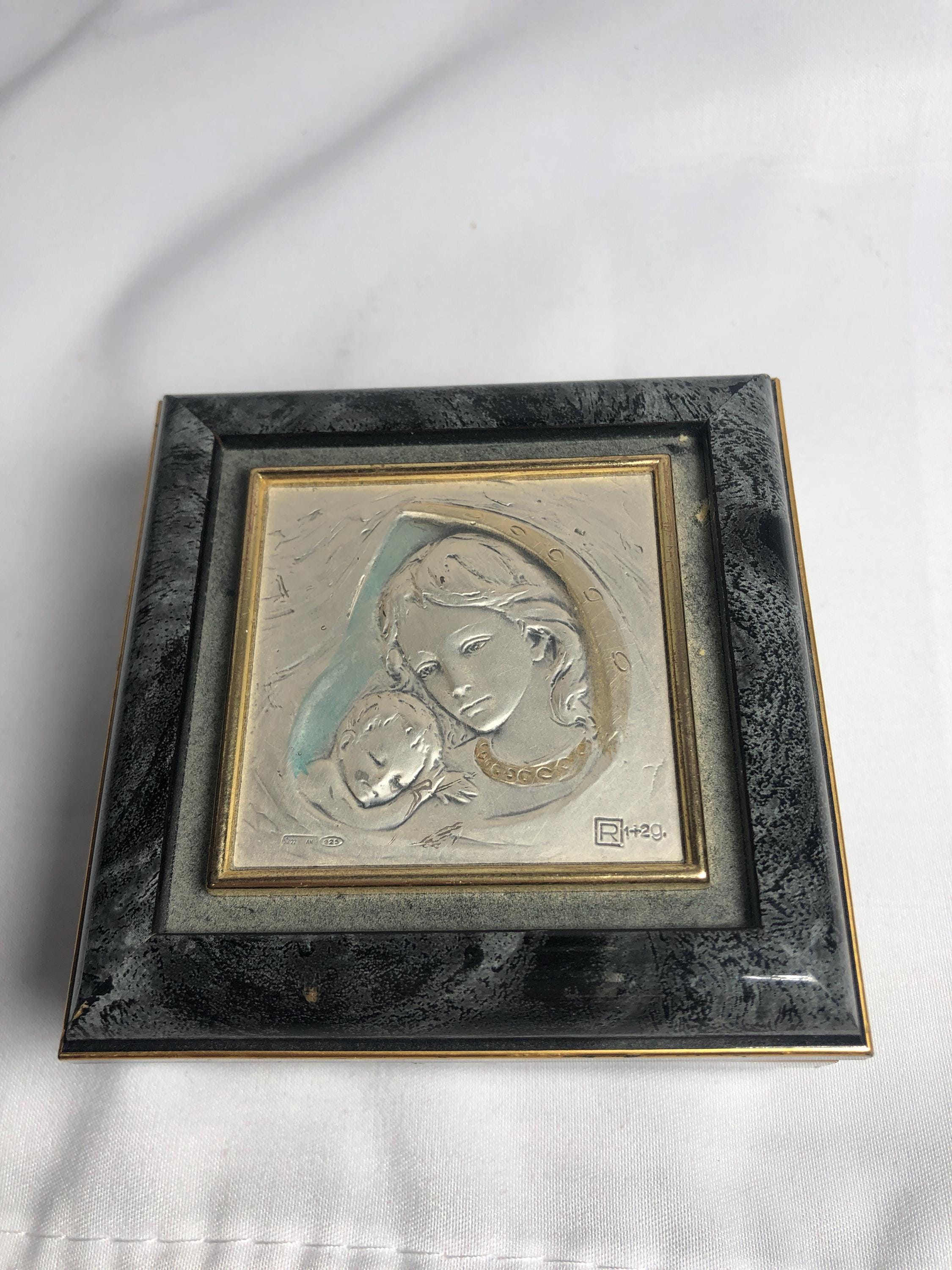 Vintage Italian Sterling Silver Madonna and Child Trinket Keepsake Box ...