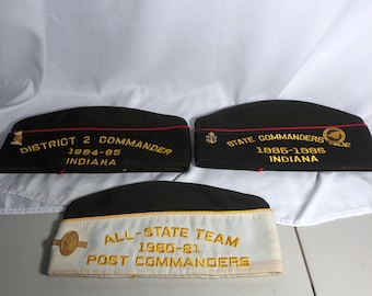 Vintage VFW Garrison Caps Lot, Indiana Commander, 1980s