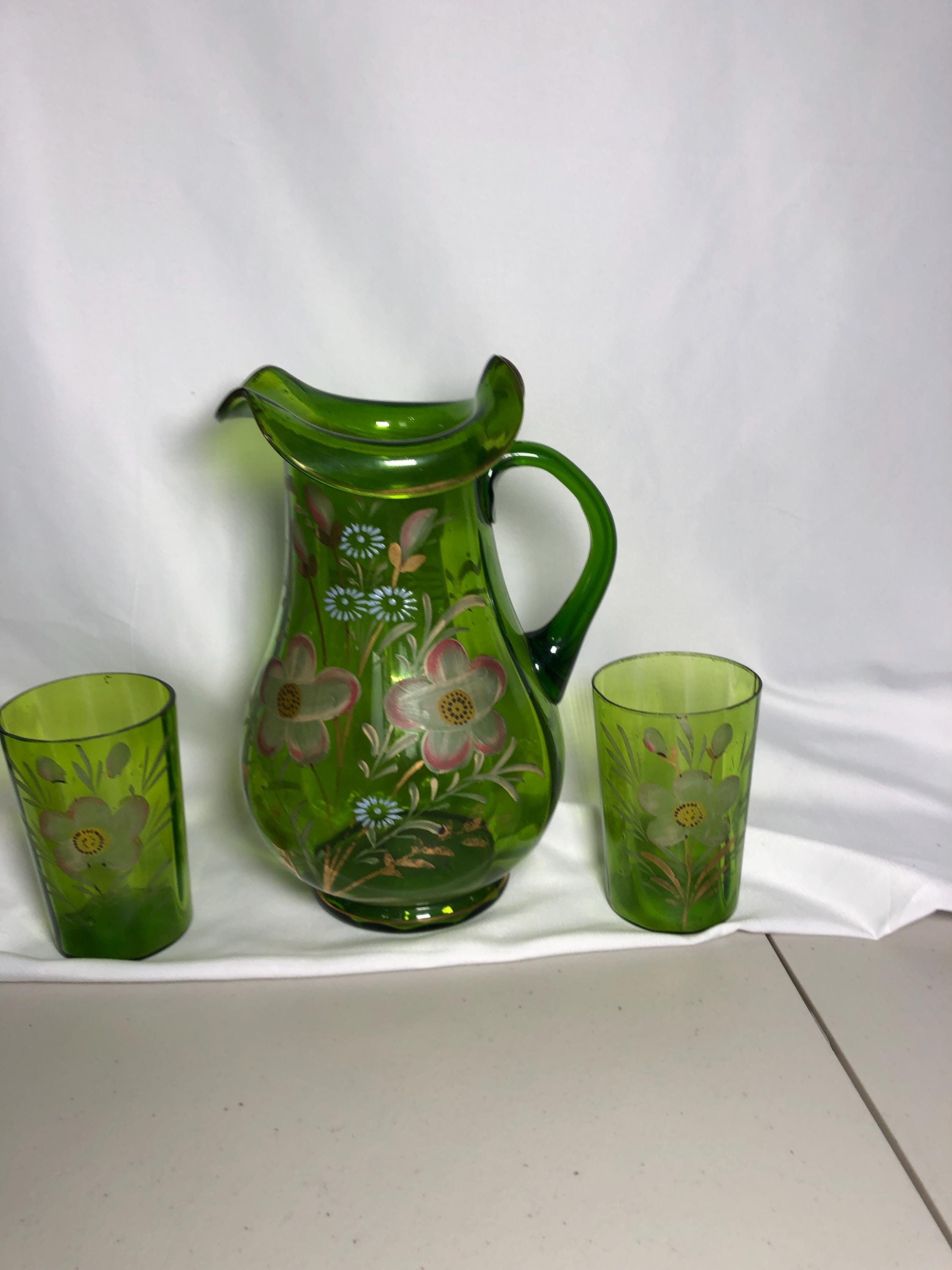Antique Victorian Glass Lemonade Set - Etsy