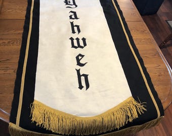 Vintage Church Banner Felt Lord Yahweh 28" wide about 60" long