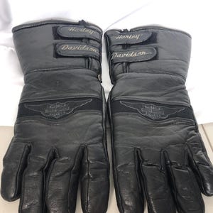 Harley Davidson Motorcycle Black Leather Insulated Riding Gloves, 13.25&quot; long, XL, Velcro,