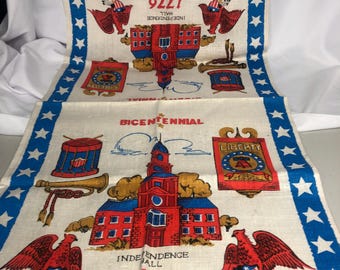 Vintage 1976 Parisian Prints USA Linen Tea Towel , 28" x 16", Bicentennial