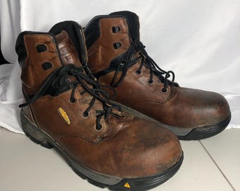 Keen Size 13D Men's Utility Work Boots Carbon Toe, Brown Leather, ESD, ReGen