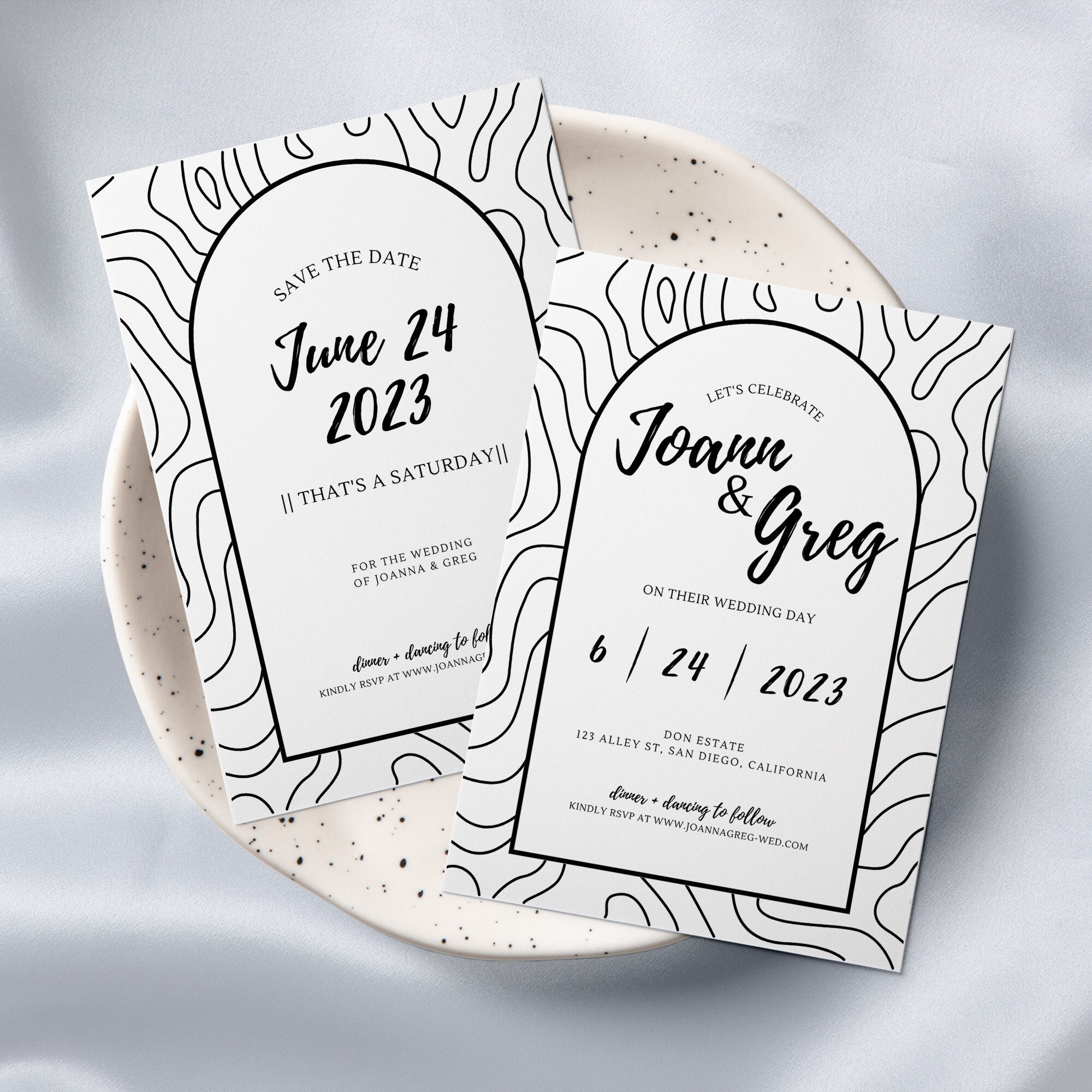 Printable Wedding Invitation Black and White Invitation Editable Canva ...