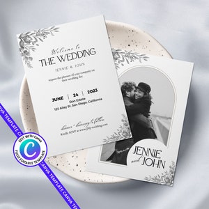 Printable Wedding Invitation Editable Template Canva Template Bridal Invitation for Wedding Design Template Minimalist Wedding Invitations