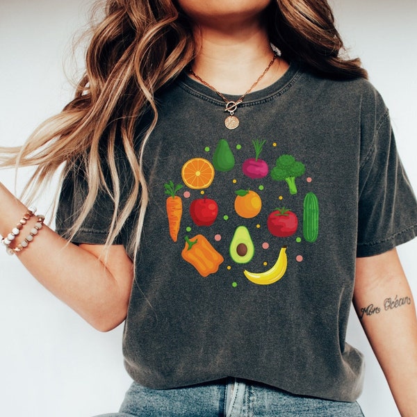 Vegetables and fruits shirt,Vegetable Shirt, Veggie Shirt, Vegan Shirt, Vegetarian Shirt, Gardening Shirt ,Avocado Shirt Cottage Core Shirt