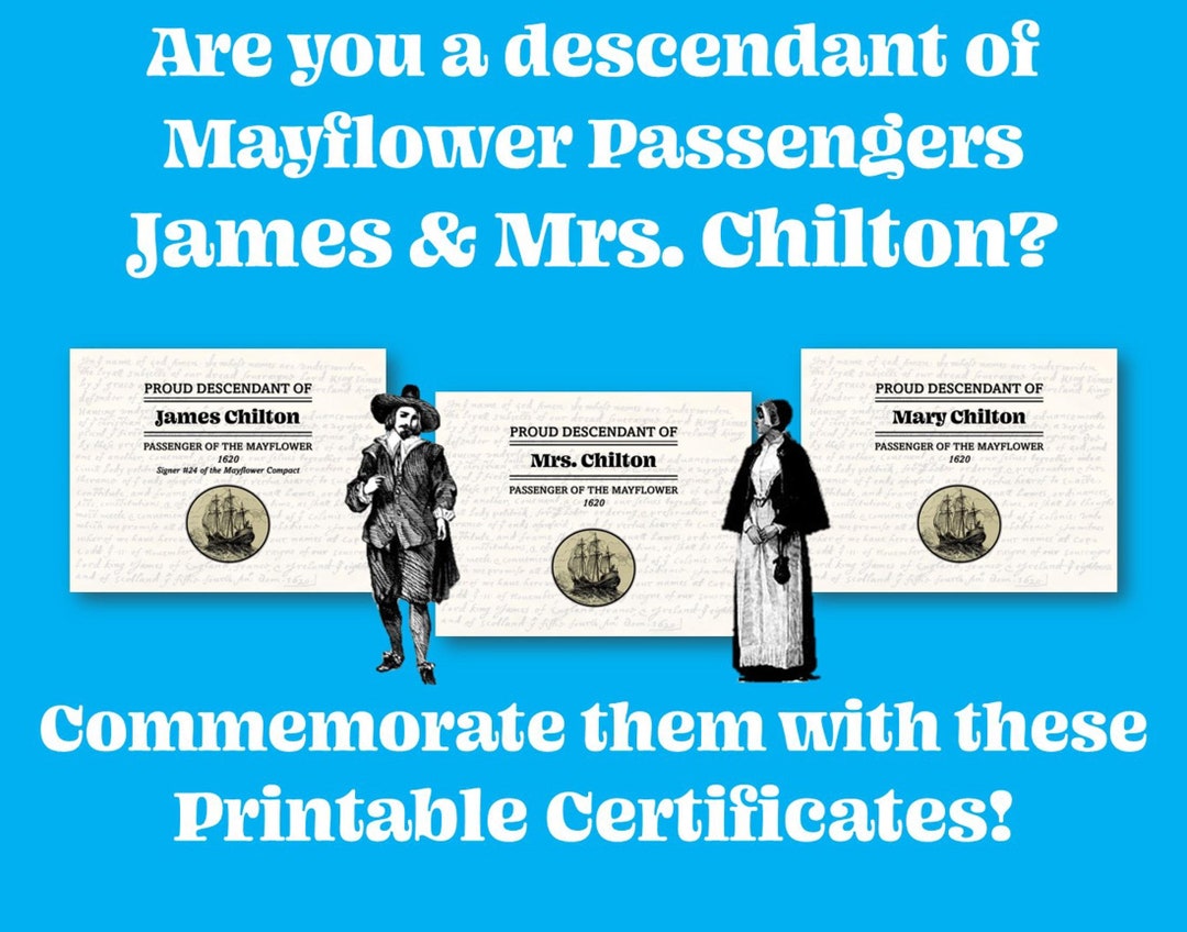 James Chilton Family Mayflower Certificates Pilgrims Families Genealogy