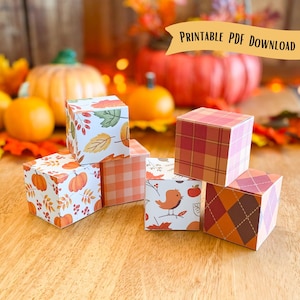 Thanksgiving pompoen oranje pastel geruite argyle partij gunst herfst bladeren couvert traktatie vak pdf digitale download