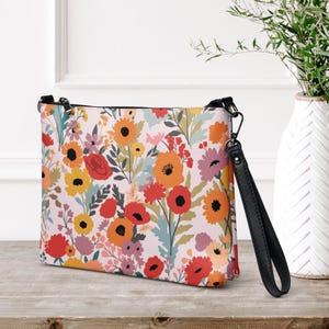 Bolso bandolera floral con correa, pequeño bolso de hombro para mujer, bolso informal de diario para primavera, bonito regalo de viaje para ella.
