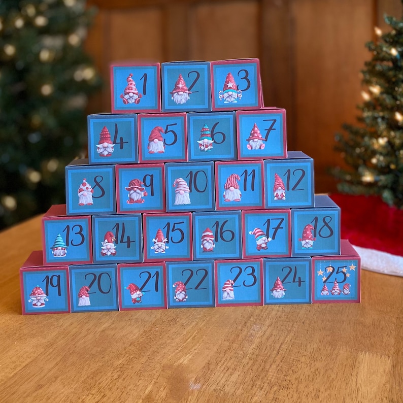 Festive Gnome Printable Advent Christmas Calendar Etsy