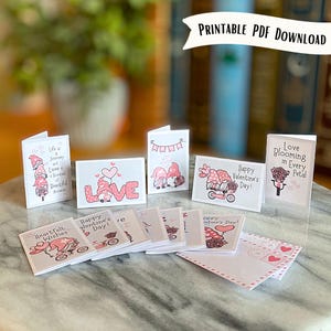 12 mini-cartes de Saint-Valentin assorties avec vélos et bouquets, mots d'amour, cartes avec enveloppe vintage, téléchargement numérique PDF