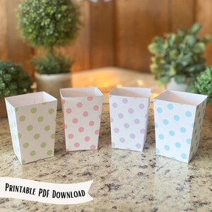 Polka Dot Popcorn Treat Boxes: Printable Party Favors (PDF Download)