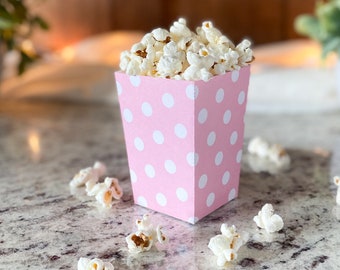 Pink Polka Dot, Treat, Party Favor Popcorn Box, DIY Print at Home, PDF Digital Download