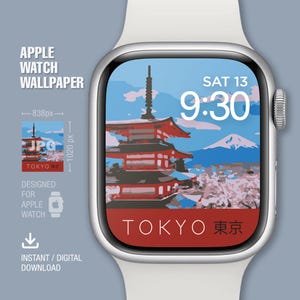 Sfondo Apple Watch, Quadrante, Viaggi, Giappone, Sfondo orologio, Quadrante digitale, Download immediato, Arte digitale