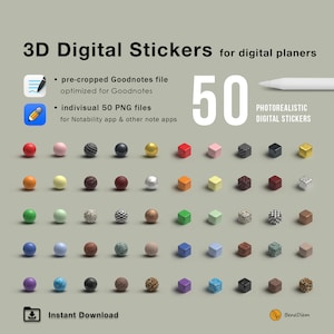 Digital Planner Stickers, 3D, Photorealistic, Functional Digital Stickers, Pre-cropped, Goodnotes Elements, OneNote, Notability, Digital Art