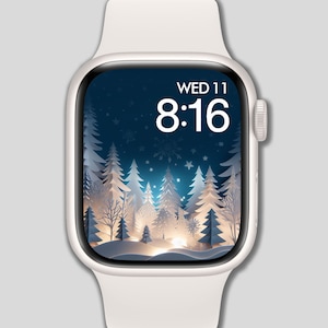 Sfondo Apple Watch, Quadrante dell'orologio, Winter Wonderland II, Sfondo dell'orologio, Quadrante digitale dell'orologio, Arte digitale, Design digitale