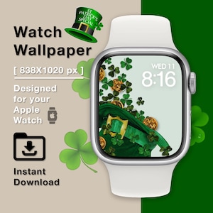 Apple Watch Wallpaper, Saint Patrick&#39;s Day, Watch Face, Digital Art, St. Patrick, Smart Watch, Digital Watch Face, Instant download