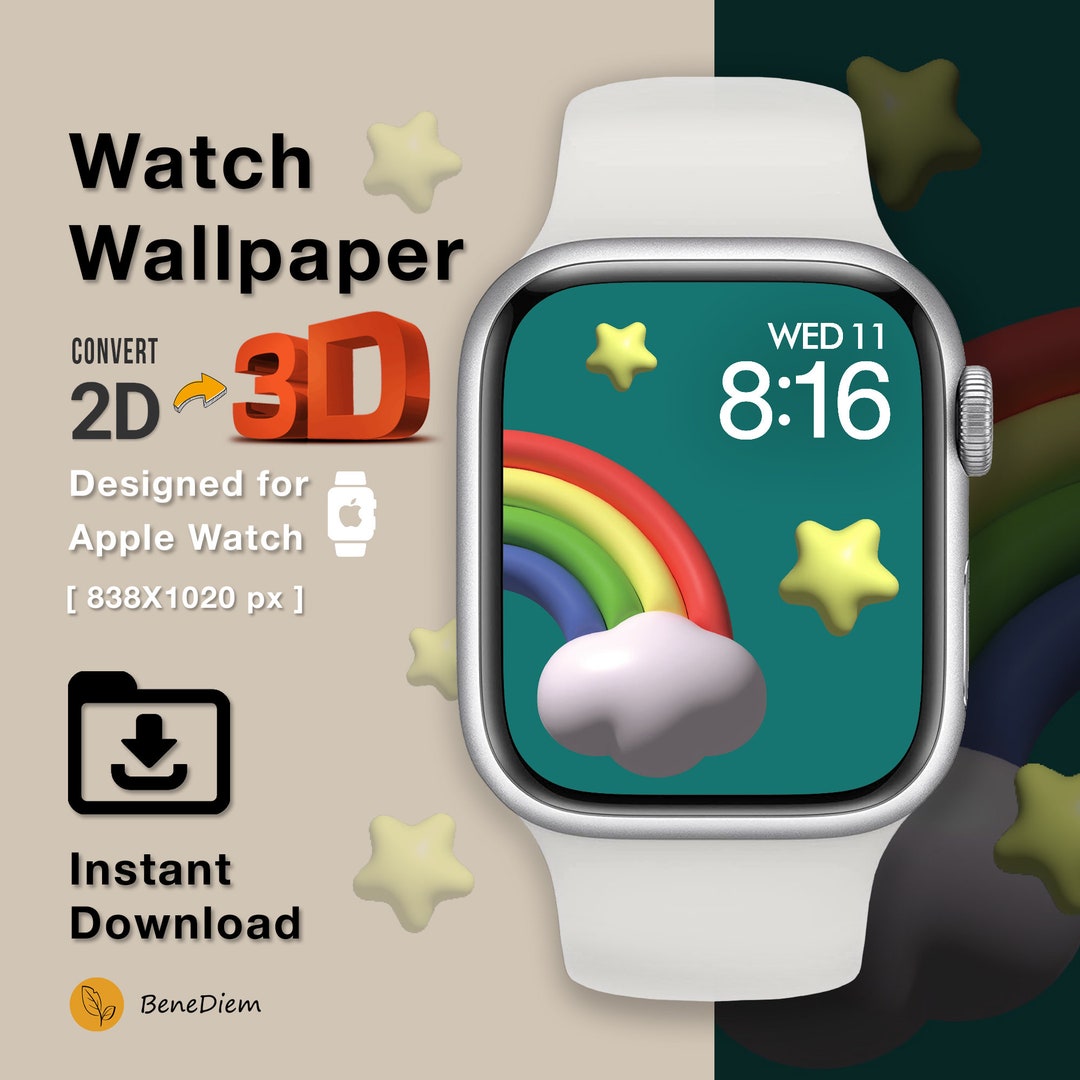 Apple Watch Face Wallpaper Rainbow Star Cloud 3D Images Etsy