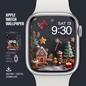 Sfondo Apple Watch, Quadrante dell'orologio, Natale, Decorazione natalizia, Sfondo dell'orologio, Quadrante digitale dell'orologio, Arte digitale, Design digitale