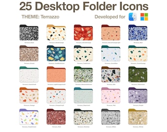 25 Desktop Folder Icons, Mac | PC Folder Icons , Desktop Aesthetic Folder Icon, Terrazzo Folder Icons, Digital Art, Digital Folder Icons